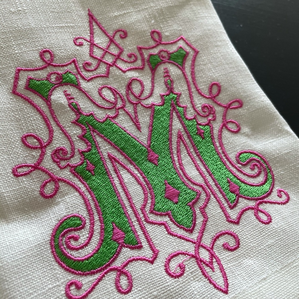 Monogrammed “M” guest towel
